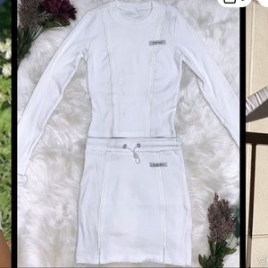 White Semi Sporty 2pc Set (Top & Skirt)